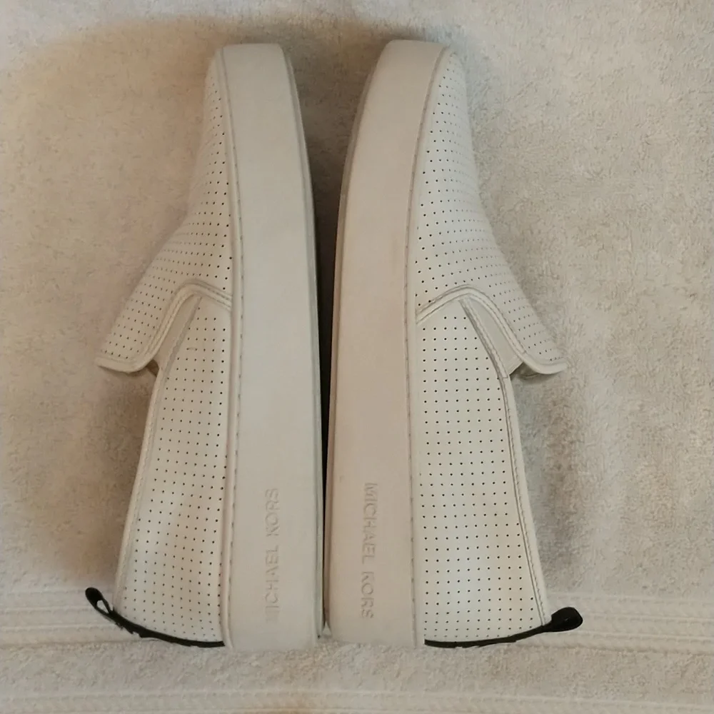 Michael Kors Leather Teddi Platform Slip-on, White, Women's‎ Size 9 And 1/2